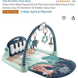 Fisher-Price Baby Playmat Kick & Play Piano Gym With Musical And Sensory Toys